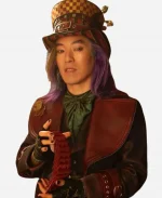 Maddox Hatter Descendants Wicked Wonderland 2026 Leonardo Nam Maroon Leather Coat