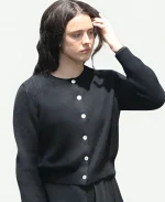 Margaret Qualley Possession 2026 BTS Cardigan - Black