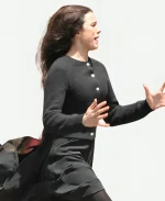 Margaret Qualley Possession 2026 BTS Black Cardigan