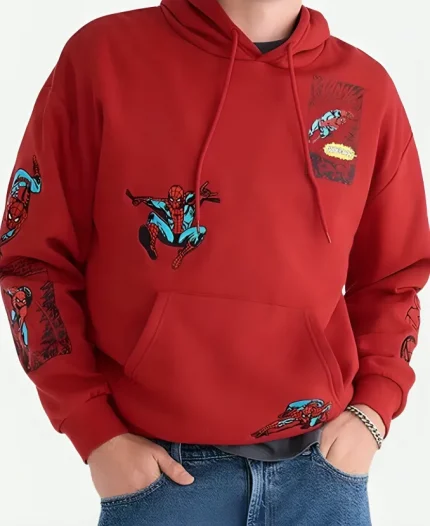 Spider-Man 2026 Marvel Comic Red Boxy Pullover Hoodie