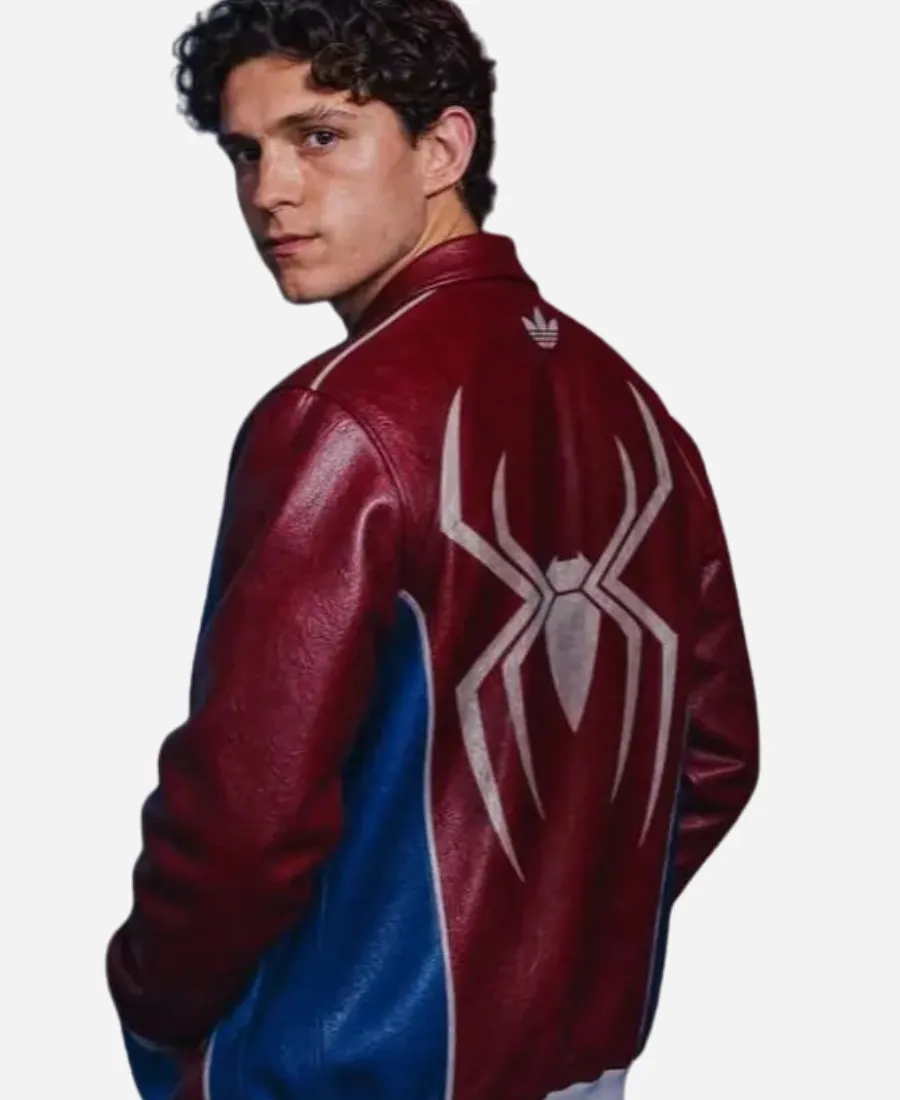 Marvel x Spider Man Tom Holland Leather Jacket Marvel x Tom Holland Spider-Man Brand New Day Bomber Leather Jacket