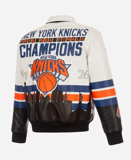 NY Knicks JH Design 2026 Champions Leather Jacket - White