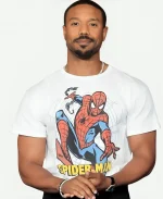 Micheal B Jordan Spider-Man Premiere LA Spider Man White T-shirt