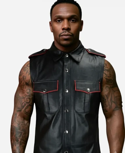 Michael Bolwaire All The Queens Men Season 05 Doc Leather Sleeveless Shirt