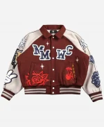 Mickey Mouse Wolves Club Rudy Maroon Letterman Jacket