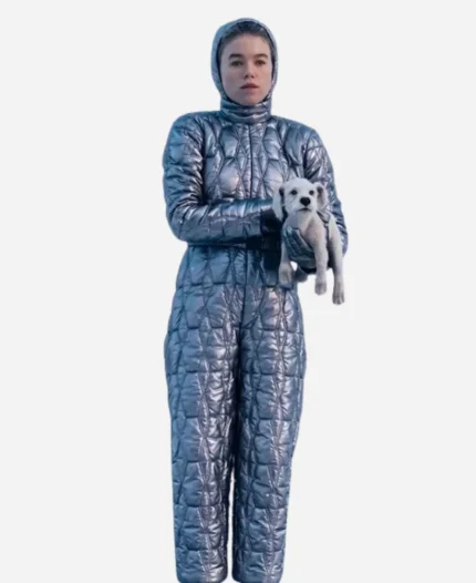 Milly Alcock Supergirl 2026 Silver Puffer Jumpsuit