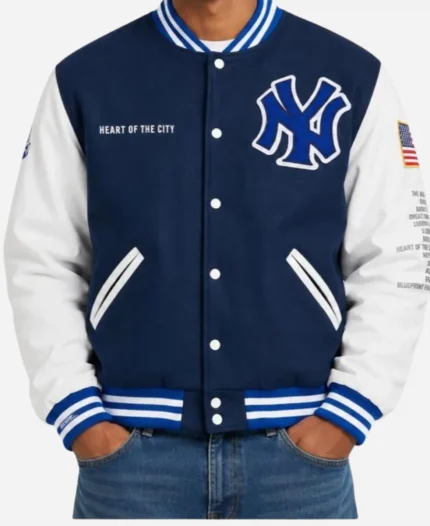 Jay-Z The Blueprint x New York Yankees Mitchell & Ness Blue & White Varsity Jacket