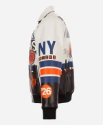 Men's New York Knicks JH Design 2026 NBA Finals Champions White Leather Jacket