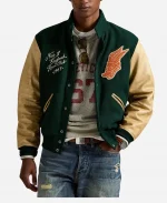 New England Polo Ralph Lauren Letterman Green Varsity Jacket