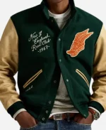 New England 2026 Polo Ralph Lauren Letterman Green Varsity Jacket