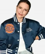 New York City NBA Knicks Sophia Bush Blue Varsity Jacket 