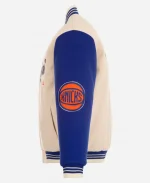  NY Knicks Cream & Royal Reversible Varsity Jacket