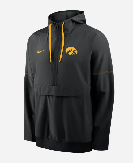 Unisex Iowa College Nike Anorak Sideline 12-Zip Black Hooded Jacket