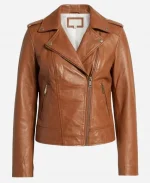 Ella Bright Off Campus 2026 Brown Leather Jacket