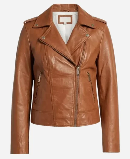 Ella Bright Off Campus 2026 Brown Leather Jacket