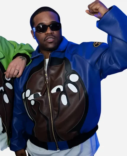 Adidas x Ferg and Friends Party Artwork 2026 Custom Real Leather Black Jacket
