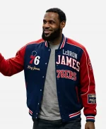 LeBron James NBA Philadelphia 76ers Navy Blue & Red Varsity Letterman Jacket