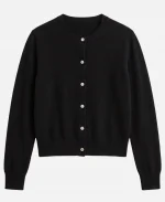 Margaret Qualley Possession Black Cardigan Back View