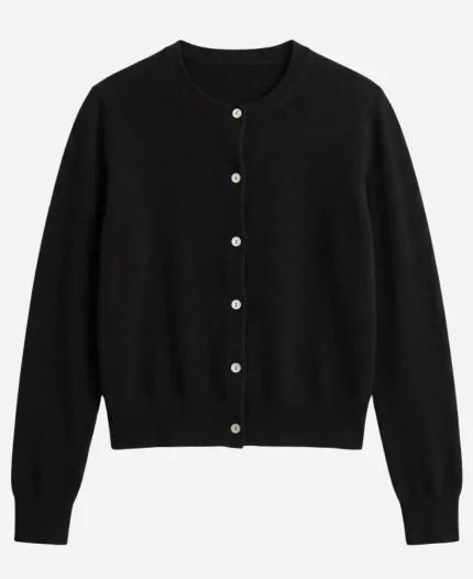 Margaret Qualley Possession Black Cardigan Back View