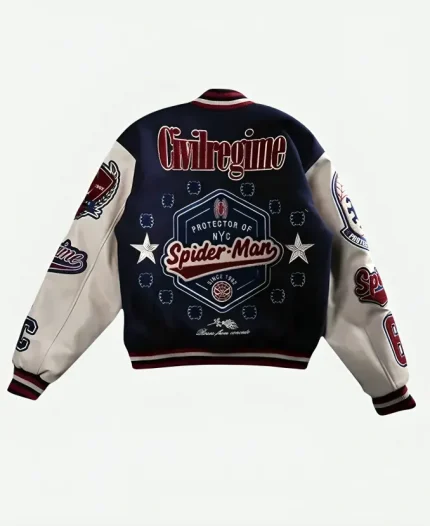 Protector Of NYC Navy And Butter Letterman Jacket