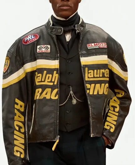 Tom Holland Esquire UK 2026 Polo Ralph Lauren RL Black Racing Leather Jacket