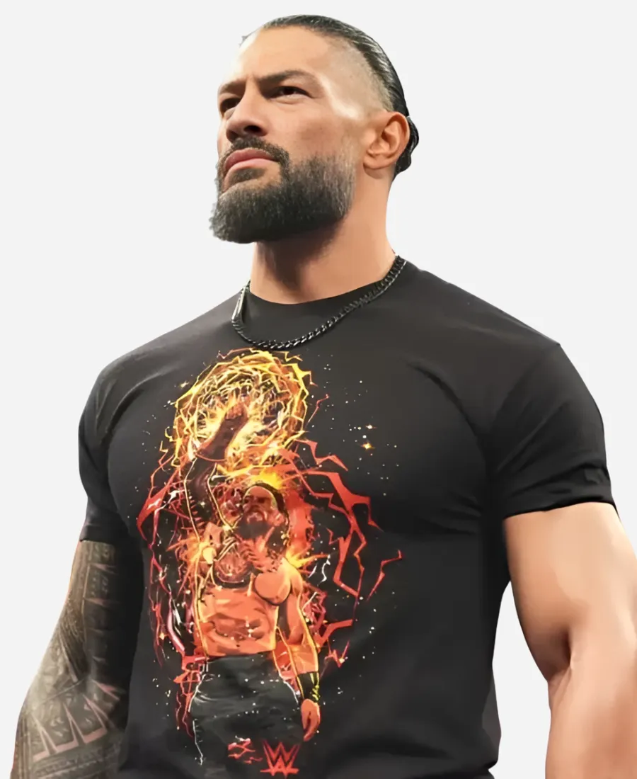 Roman Reigns Monday Night RAW Graphic T-Shirt Roman Reigns Monday Night RAW Lightning Energy Black Graphic T-Shirt