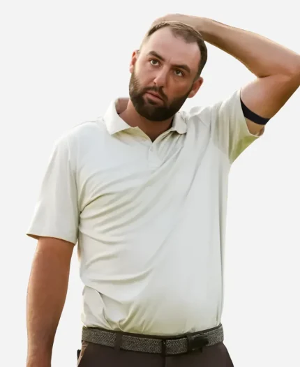 Scottie Scheffler The 154th Open Championship Athletic Fit Cream Polo T-Shirt