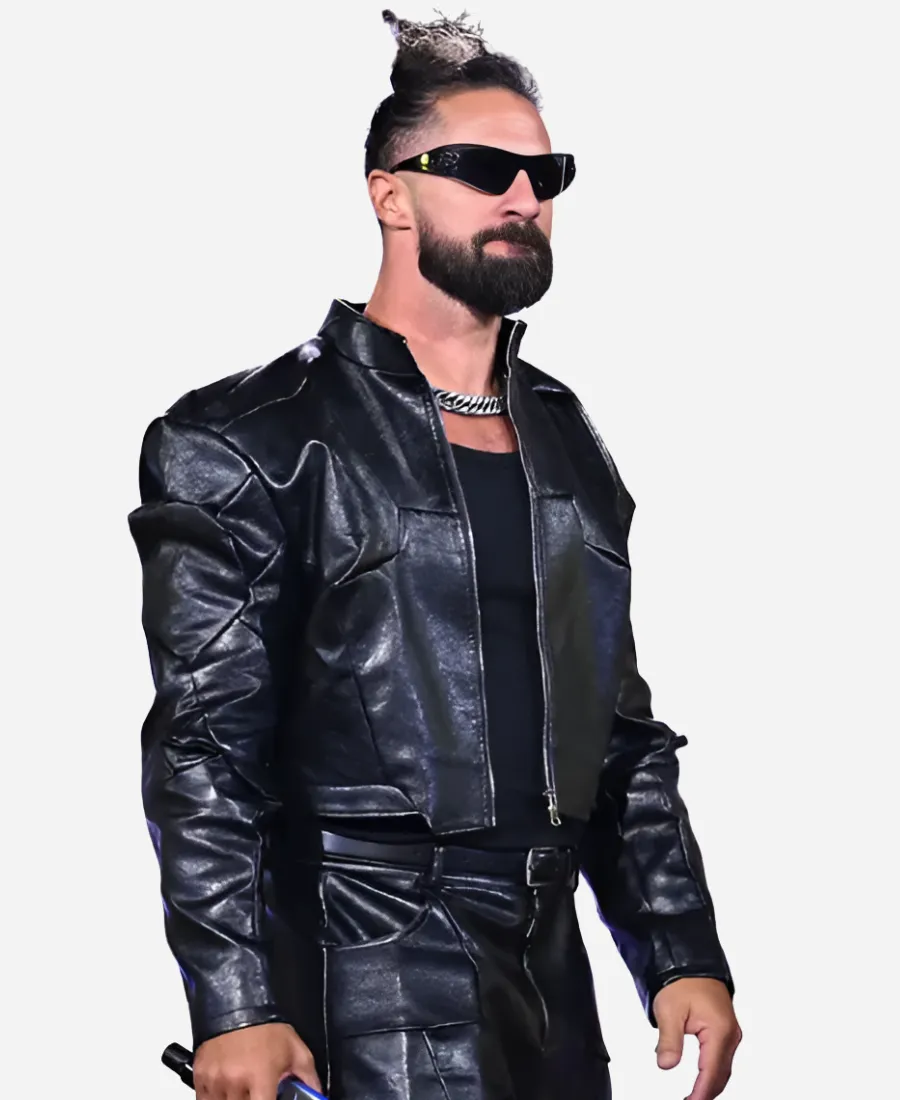 Seth Rollins Fanatics Fest New York City Kick-off Show HQ Leather Jacket Seth Rollins Fanatics Fest 2026 New York City Kick-off Show HQ Black Leather Jacket