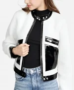 Shannon Beador Real Housewives of OC S20 Patent Leather White Sherpa Jacket