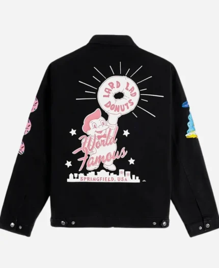 Shoe Palace x The Simpsons Black Lard Lad Donuts Work Bomber Jacket Back