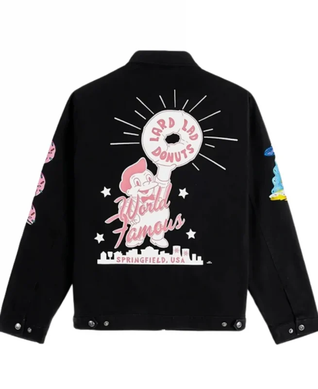 Shoe Palace x The Simpsons Black Lard Lad Donuts Work Bomber Jacket Back