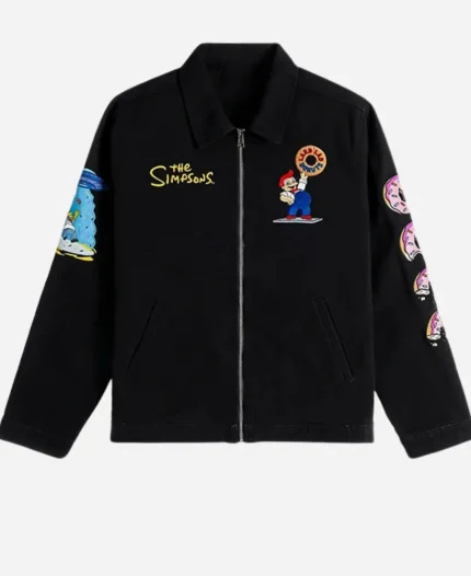 Shoe Palace x The Simpsons Black Lard Lad Donuts Work Bomber Jacket Front