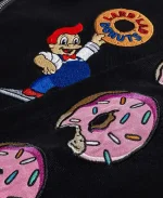 Shoe Palace x The Simpsons Black Lard Lad Donuts Work Bomber Jacket Patch Details