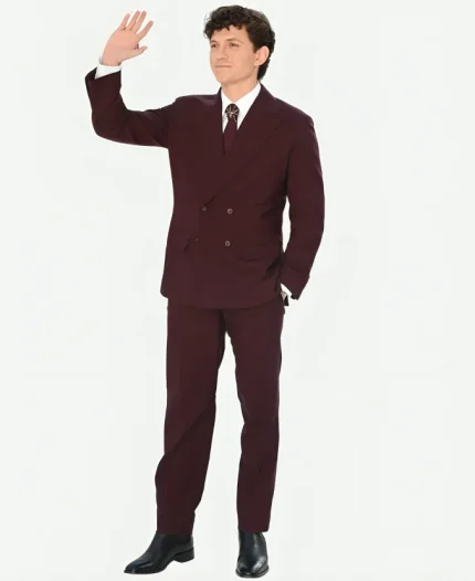 Spider-Man 2026 Premiere Tom Holland Burgundy Suit
