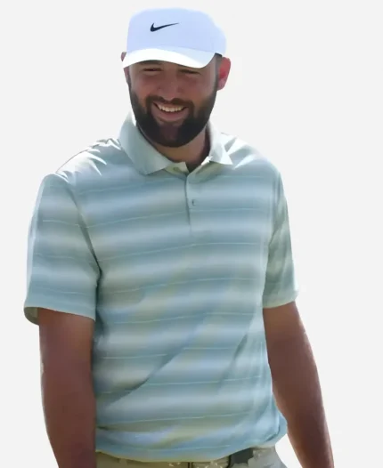 The 154th Open Championship Scottie Scheffler Pinstripe Green Polo T-Shirt