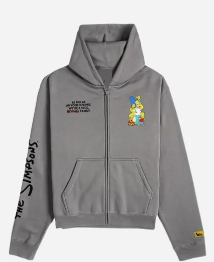 The Simpsons x Shoe Palace Family 2026 Grey Zip-Up Hoodie Front