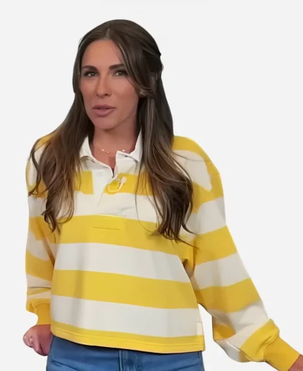 The View Alyssa Farah Griffin Yellow Stripe Polo Shirt