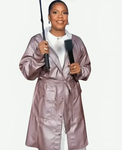 The Today Show 2026 Sheinelle Jones Purple Hooded Rain Trench Coat
