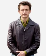 Tom Holland The Odyssey 2026 London Photocall Brown Leather Jacket