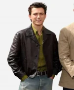 The Odyssey London Photocall 2026 Tom Holland Leather Jacket