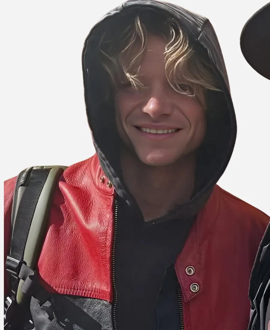 Tom Rhys Harries Clayface 2026 Leather Jacket Tom Rhys Harries Clayface 2026 Matt Hagen Red & Black Leather Jacket