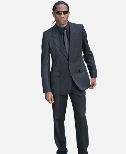 Travis Scott The Odyssey 2026 World Premiere Black Pinstripe Suit