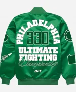 UFC 330 Philadelphia Ultimate Fighting Championship Full Snap Green Satin Bomber Jacket Back