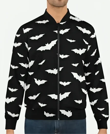 White Bats Black Bomber Jacket