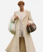 Jannik Sinner Championship Wimbledon 2026 Embroidered Trench Beige Coat