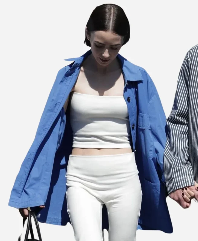 Lily Collins 2026 Wimbledon Blue Shirt