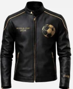 FIFA World Cup 2026 Black Leather Moto Jacket