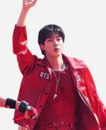 World Cup 2026 Final Halftime Show Kim Seok-jin Leather Jacket - Red