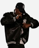 Jay-Z Black Leather Varsity Jacket