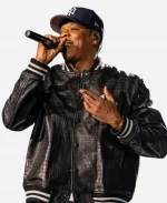 Yankees Stadium Performance 2026 Jay-Z Black Leather Varsity Jacket